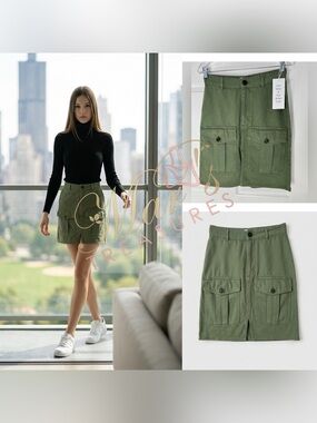 NWT Boyish Cargo Mini Skirt Willow Green Sz 2